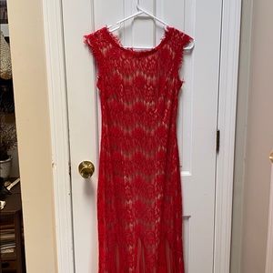 BETSY ADAM RED MERMAID GOWN
